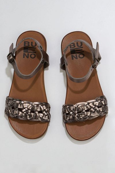 Bueno Shoes Glossy Gray Leather Women's Sandals - 01wu4251
