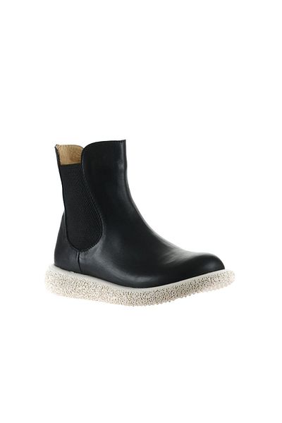 Bueno Shoes Černé kožené dámské boty - plochý design 01wu8905