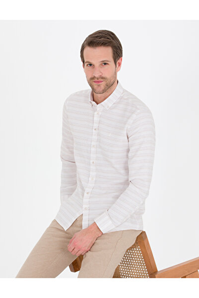 Pierre Cardin Bej Slim Fit Uzun Kollu Gömlek 50267994-VR011