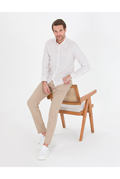 Pierre Cardin Bej Slim Fit Uzun Kollu Gömlek 50267994-VR011