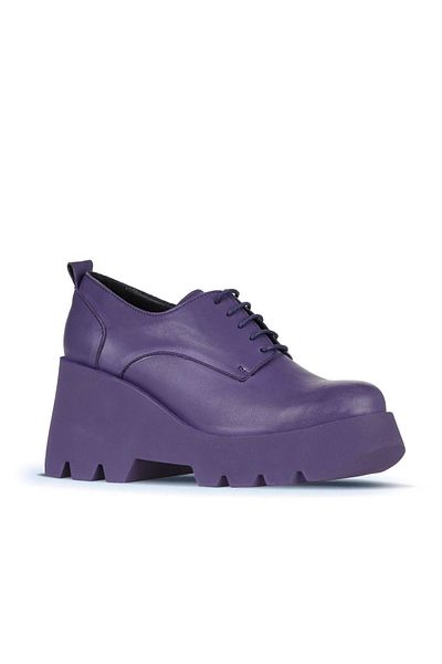 Bueno Shoes حذاء نسائي من الجلد باللون الليلكي - كعب عريض 01wz8400