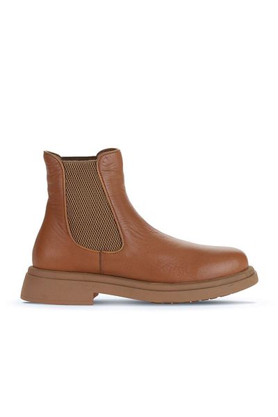 Bueno Shoes Ταν Δερμάτινα Γυναικεία Μποτάκια - Flat Model 01wz4007