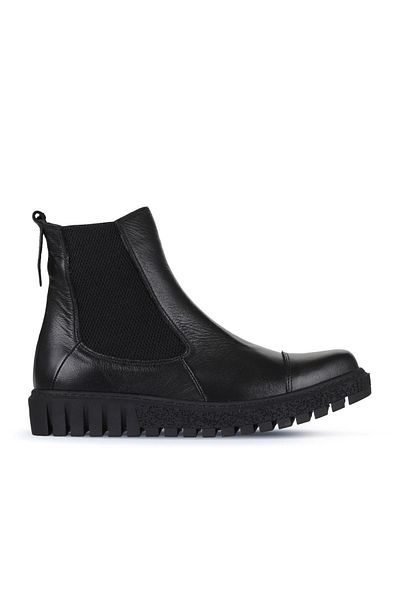 Bueno Shoes Μαύρα Δερμάτινα Γυναικεία Μποτάκια - Flat Model 01wz5202