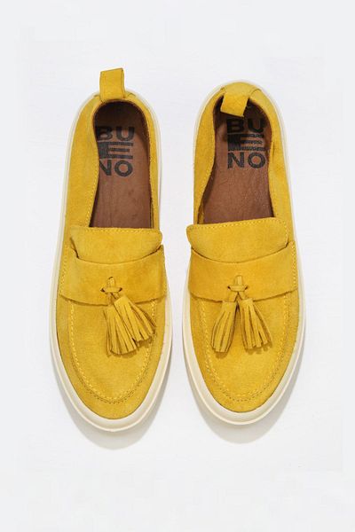 Bueno Shoes Balerini cu toc pentru femei din piele intoarsa galbena 01ws10602