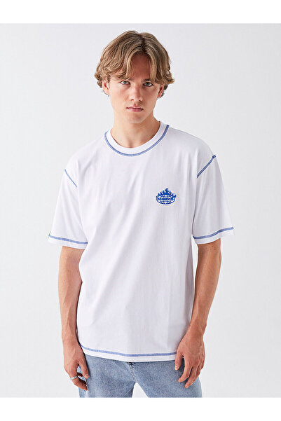 LC Waikiki Ανδρικό μπλουζάκι LCW Crew με κοντό μανίκι με εμπριμέ χτενισμένο βαμβάκι