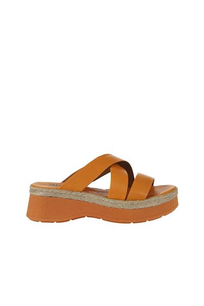 Bueno Shoes Turuncu Deri Kadın Dolgu Topuklu Terlik 01wy8202