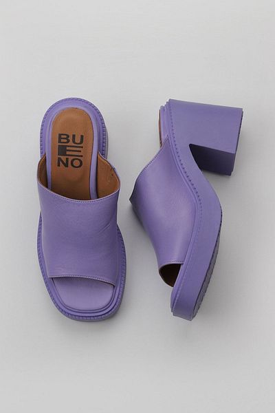 Bueno Shoes Papuci de damă din piele lila cu toc - 01wy12702