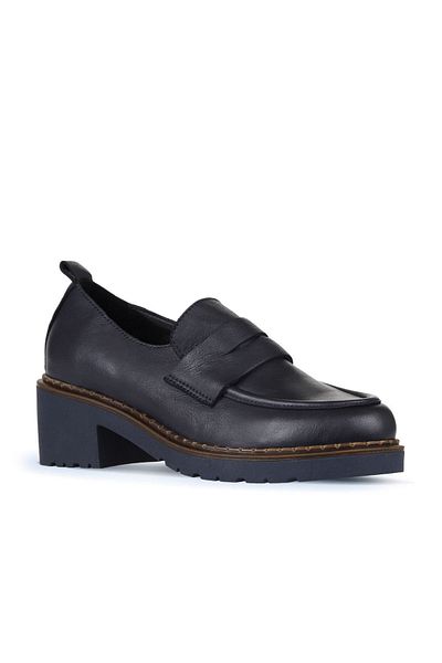 Bueno Shoes Дамски тъмносини кожени обувки на висок ток 01wz4404