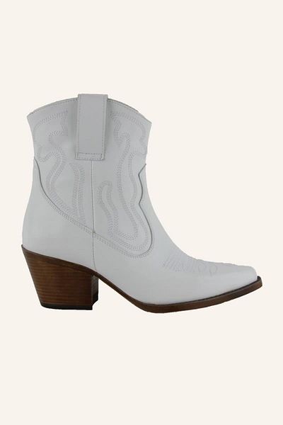 MARCATELLI Cizme albe din piele cu toc Texas