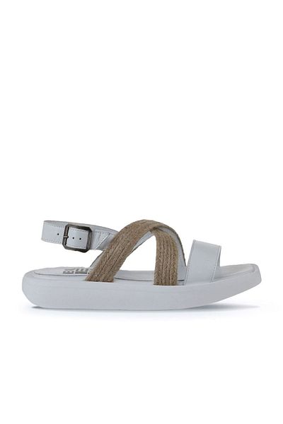 Bueno Shoes Straw Leather White Women's Sandals - 01wy1011