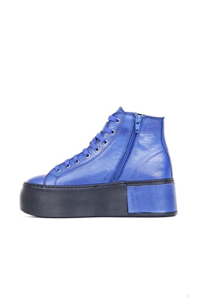 Bueno Shoes Mavi Deri Kadın Spor Bot 01ws7003