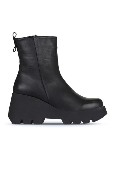 Bueno Shoes Cizme de damă din piele neagră cu toc pană - 01wz8404