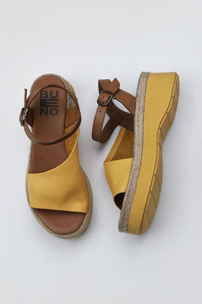 Bueno Shoes Pantofi de damă din piele cu toc pană - galben maro 01wy8201
