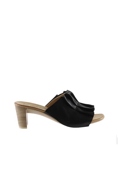 Bueno Shoes Papuci de damă din piele neagră cu toc - 01wn4001