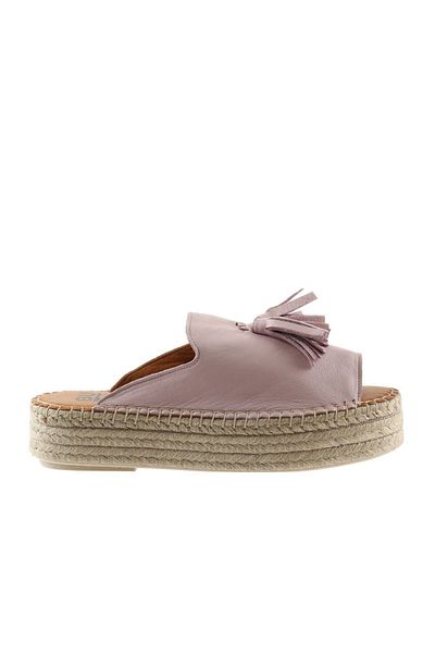 Bueno Shoes Pembe Deri Kadın Dolgu Topuklu Espadril Terlik 01wq3511