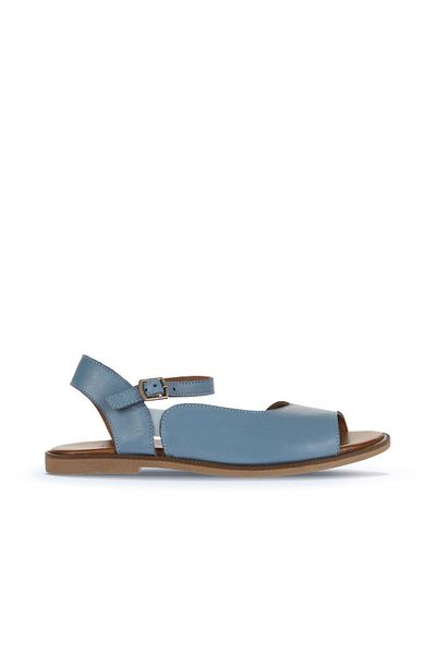 Bueno Shoes Sandale plate albastre de damă din piele - 01wa5707