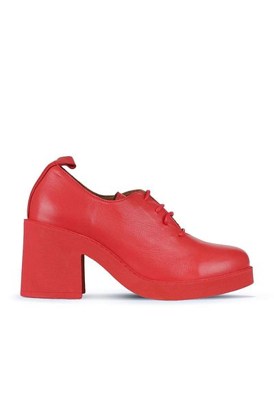 Bueno Shoes Pantofi cu toc pentru femei din piele roșie - 01wz7101