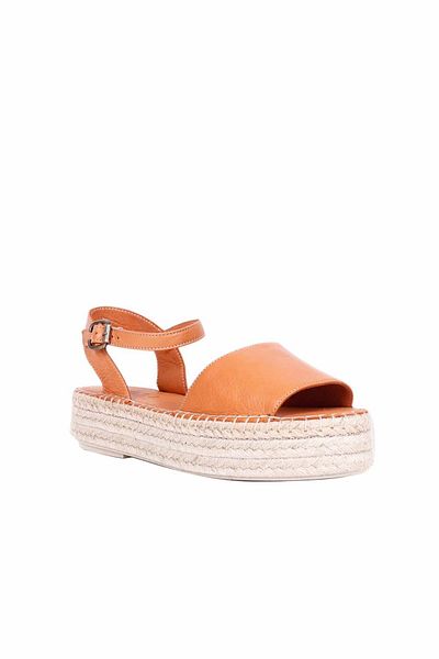 Bueno Shoes Дамски сандали от естествена кожа с бежов цвят - клин 01wq3515