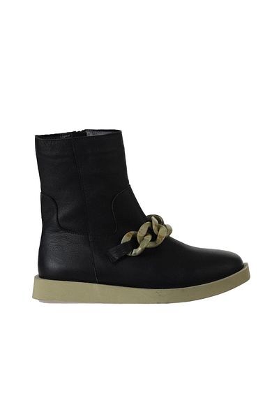 Bueno Shoes Χακί Μαύρες Γυναικείες Flat Μπότες - 01wv9704