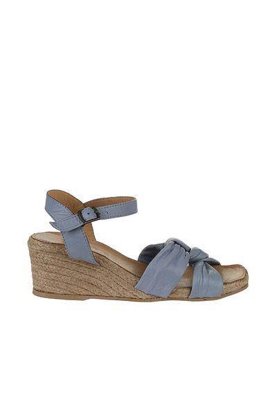 Bueno Shoes Sandale espadrille damă din piele albastră cu toc pană - 01ws10307
