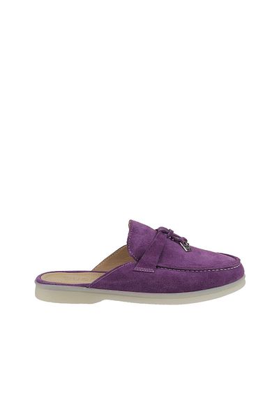 Bueno Shoes Papuci de damă din piele intoarsa mov - Design plat 05wt103