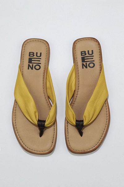 Bueno Shoes Papuci de casă din piele galbenă pentru femei - 01wu3400