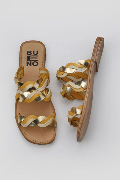 Bueno Shoes Papuci plati dama din piele galbena - 01wu3416