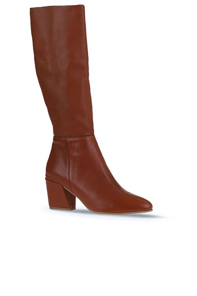 Bueno Shoes Dark Tan Δερμάτινα γυναικεία παπούτσια με τακούνι - 01wr5104