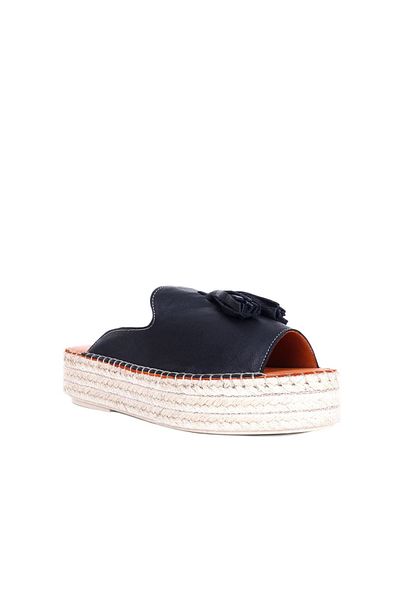 Bueno Shoes Papuci espadrille damă din piele neagră cu toc pană - 01wq3511