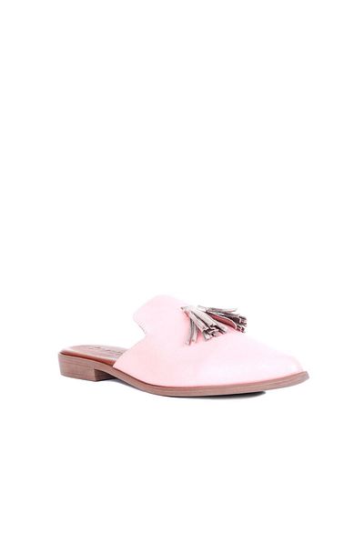 Bueno Shoes Papuci de damă din piele simplă din nurcă pudră - 01wn0111