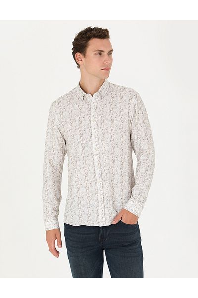 Pierre Cardin Μακρυμάνικο πουκάμισο Khaki Slim Fit - 50273552-vr027