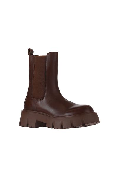 Bueno Shoes Cizme de damă din piele maronie - Tocuri cu pană, 01wv4600