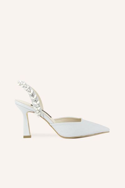 MARCATELLI Pantofi cu toc gros Nova din satin argintiu