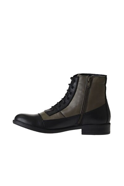 Bueno Shoes Siyah Yeşil Deri Kadın Düz Bot 01wt2601
