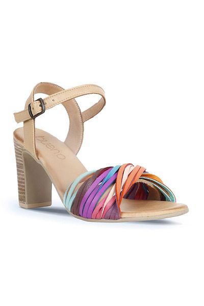 Bueno Shoes Sandale cu toc pentru femei din piele Multi M10 - 01wn4302