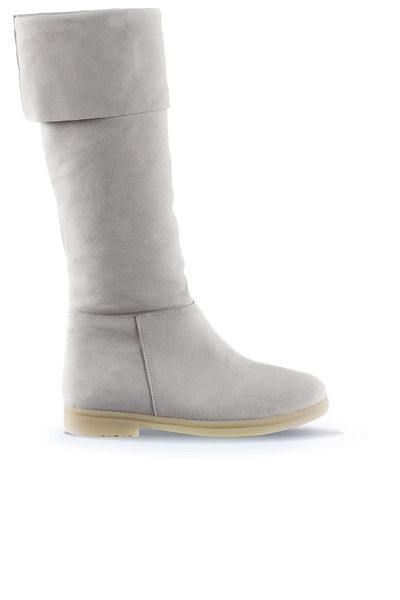Bueno Shoes Suede Γυναικείες Flat Μπότες Λευκές - 01wt3307