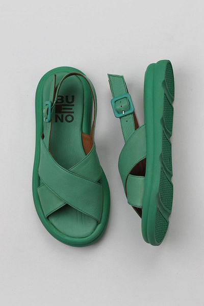 Bueno Shoes Зелени тъмни дамски кожени сандали - 01wy9403