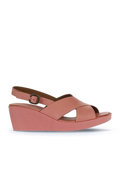 Bueno Shoes Sandale de damă din piele roz cu toc cu pană - 01wy2411