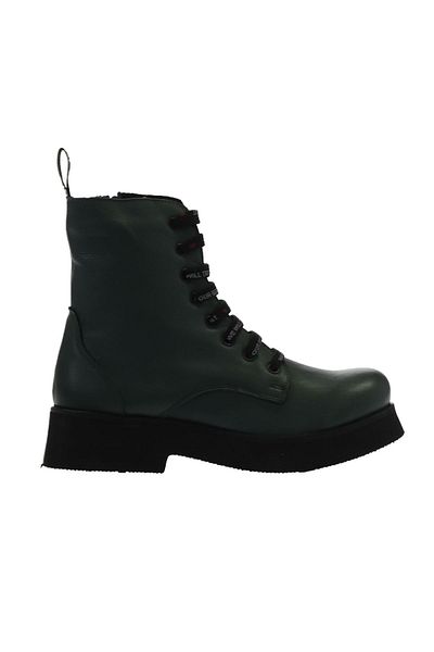 Bueno Shoes Πράσινες δερμάτινες γυναικείες μπότες - Flat Cut 01wr8802