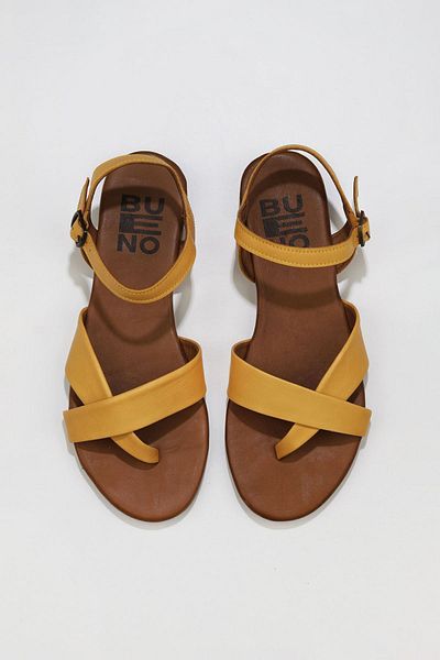 Bueno Shoes Sandale de damă din piele galbenă - 01wu7419
