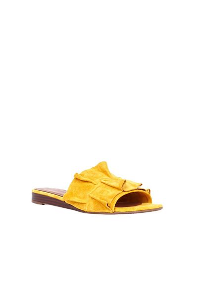 Bueno Shoes 01wn1908 Model Papuci Plati dama din piele intoarsa galbena