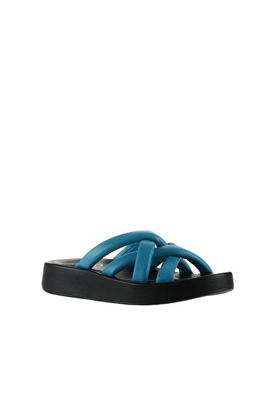Bueno Shoes Γυναικείες παντόφλες με τακούνι Turquoise Black - 01wu4606