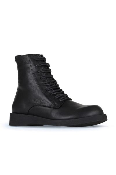 Bueno Shoes Μαύρα δερμάτινα γυναικεία μποτάκια - Flat Model 01wz8900