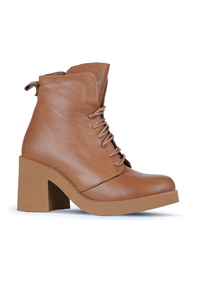 Bueno Shoes Ταν Δερμάτινα Γυναικεία Παπούτσια με τακούνι - 01wz7107