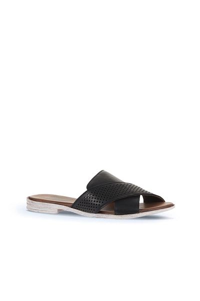 Bueno Shoes Papuci plati din piele neagra pentru femei - 01wa3005
