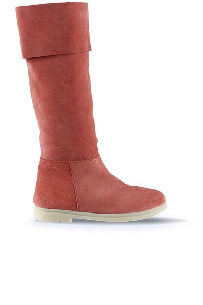 Bueno Shoes Suede γυναικείες φλατ μπότες σε σκόνη ανοιχτό - 01wt3307