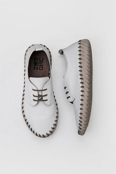 Bueno Shoes Ανδρικά Αθλητικά Παπούτσια Λευκό Γκρι Δερμάτινο - 01mq0200