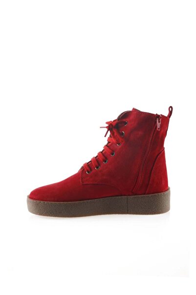 Bueno Shoes Kırmızı Süet Kadın Düz Bot 01wt3001