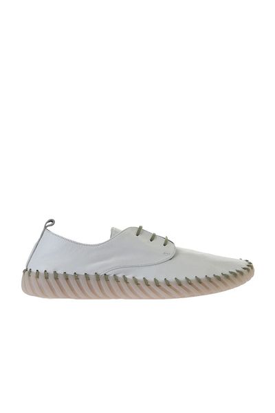 Bueno Shoes Λευκά Χακί Δερμάτινα Ανδρικά Αθλητικά Παπούτσια 01mq0200