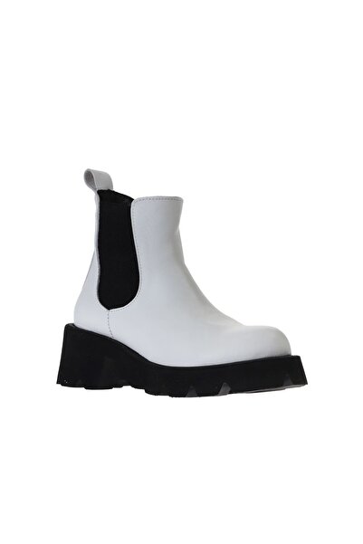 Bueno Shoes Beyaz Flotter Deri Kadın Topuklu Bot 01wt1705